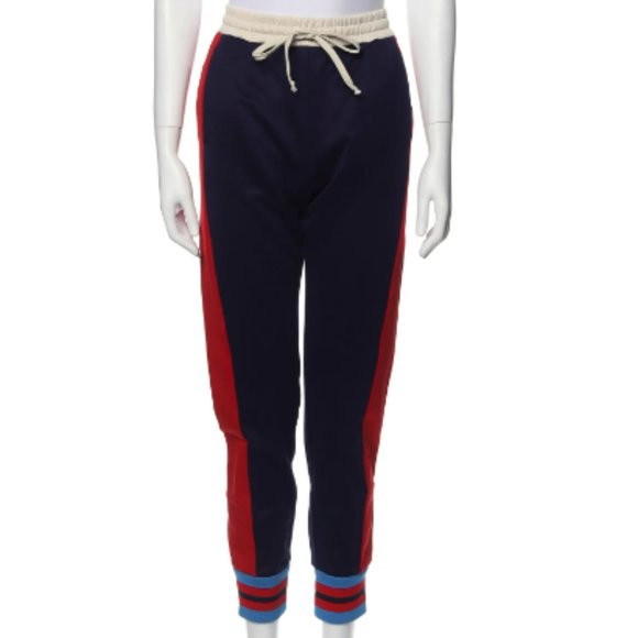 Gucci Navy Pull-on Track Pants Small Elastic Waist Drawstring Striped Joggers - Picture 12 of 13